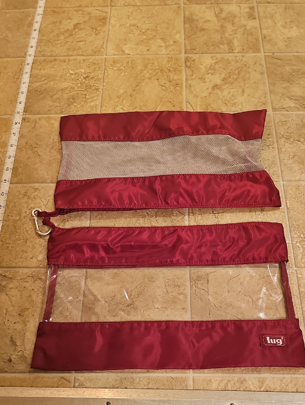 lug Burgundy Travel Pouch Duo with Clear Window & Mesh Panel